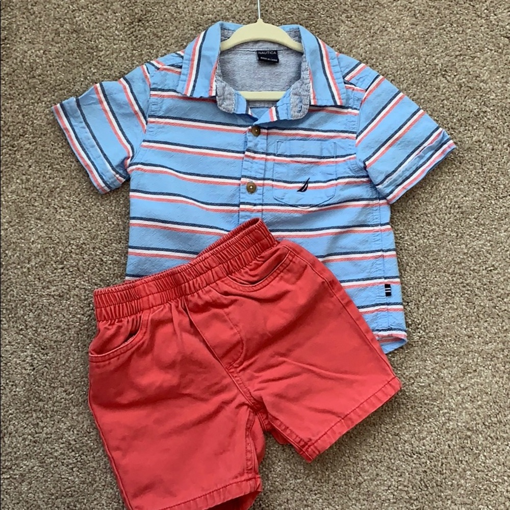 Nautica 24 month shirt and shorts set